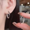Boucles d'oreille argent creoles résine noire