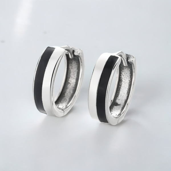 Boucles d'oreille argent creoles bicolore