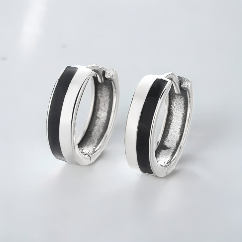 Boucles d'oreille argent creoles bicolore