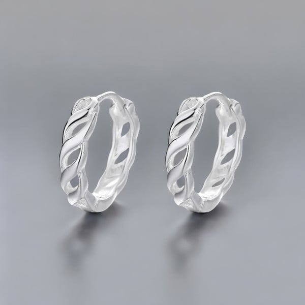 Boucles d'oreille argent creoles chaine