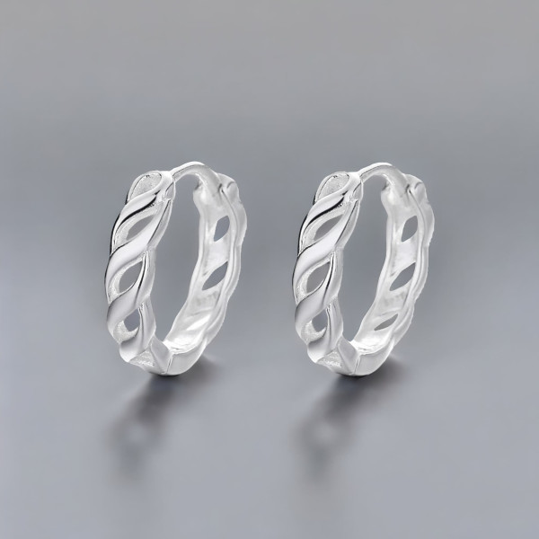 Silver creole chain earrings
