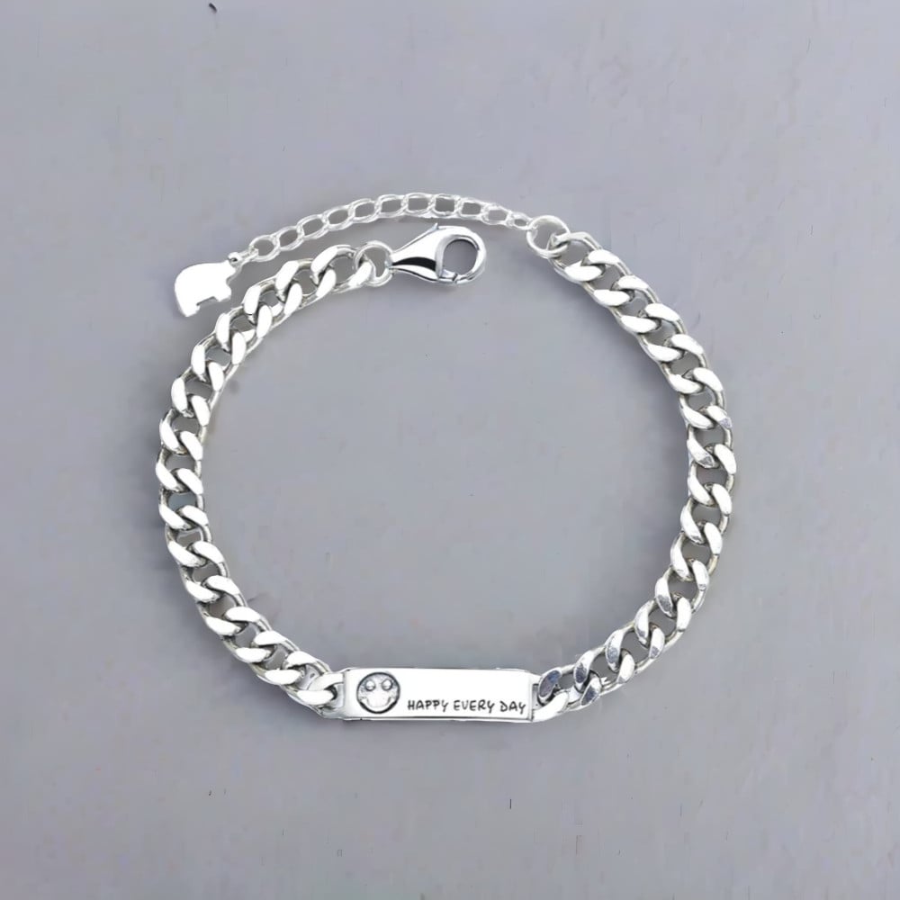 Bracelet argent chaine emoji sourire