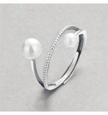 Anello aperto in argento con perle d'acqua dolce