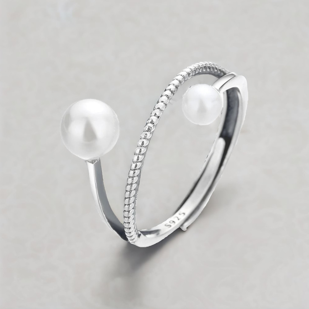 Bague argent ouverte perles d'eau douce