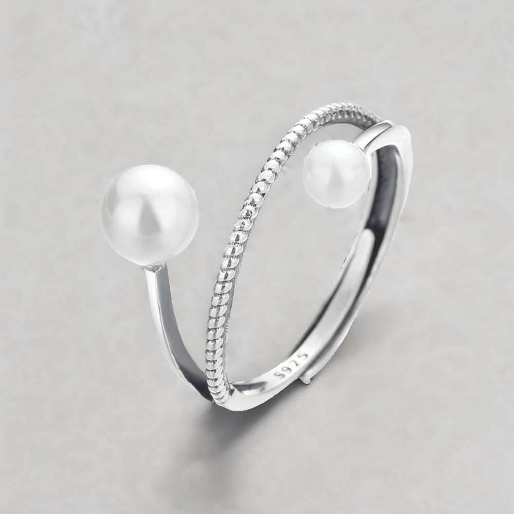 Bague argent ouverte perles d'eau douce