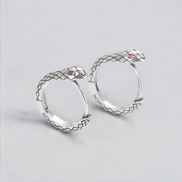Boucles d'oreille argent créoles serpent