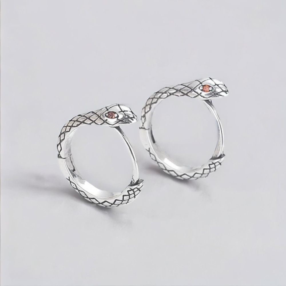 Boucles d'oreille argent créoles serpent