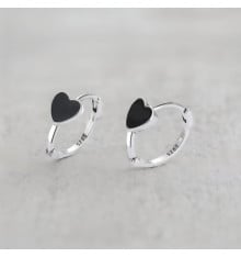 Silver heart hoop earrings