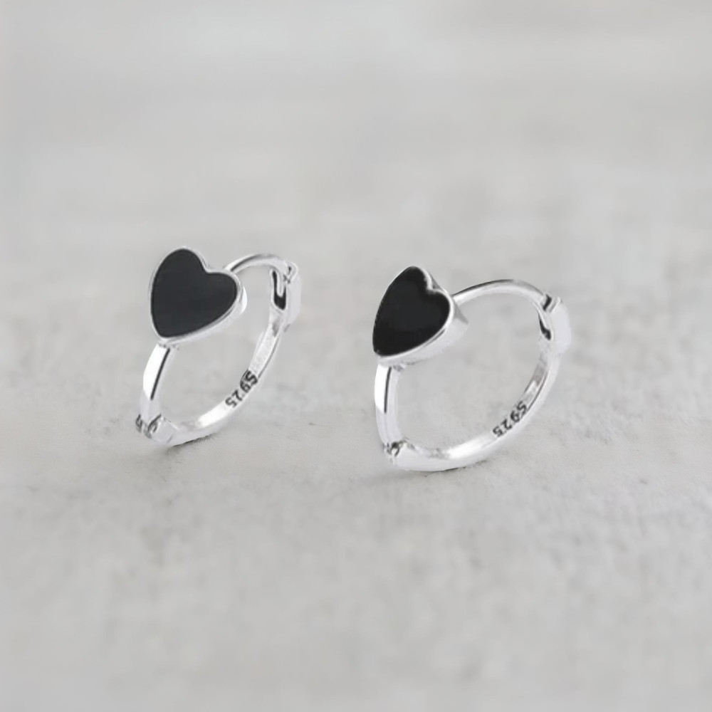 Boucles d'oreille argent créoles coeur