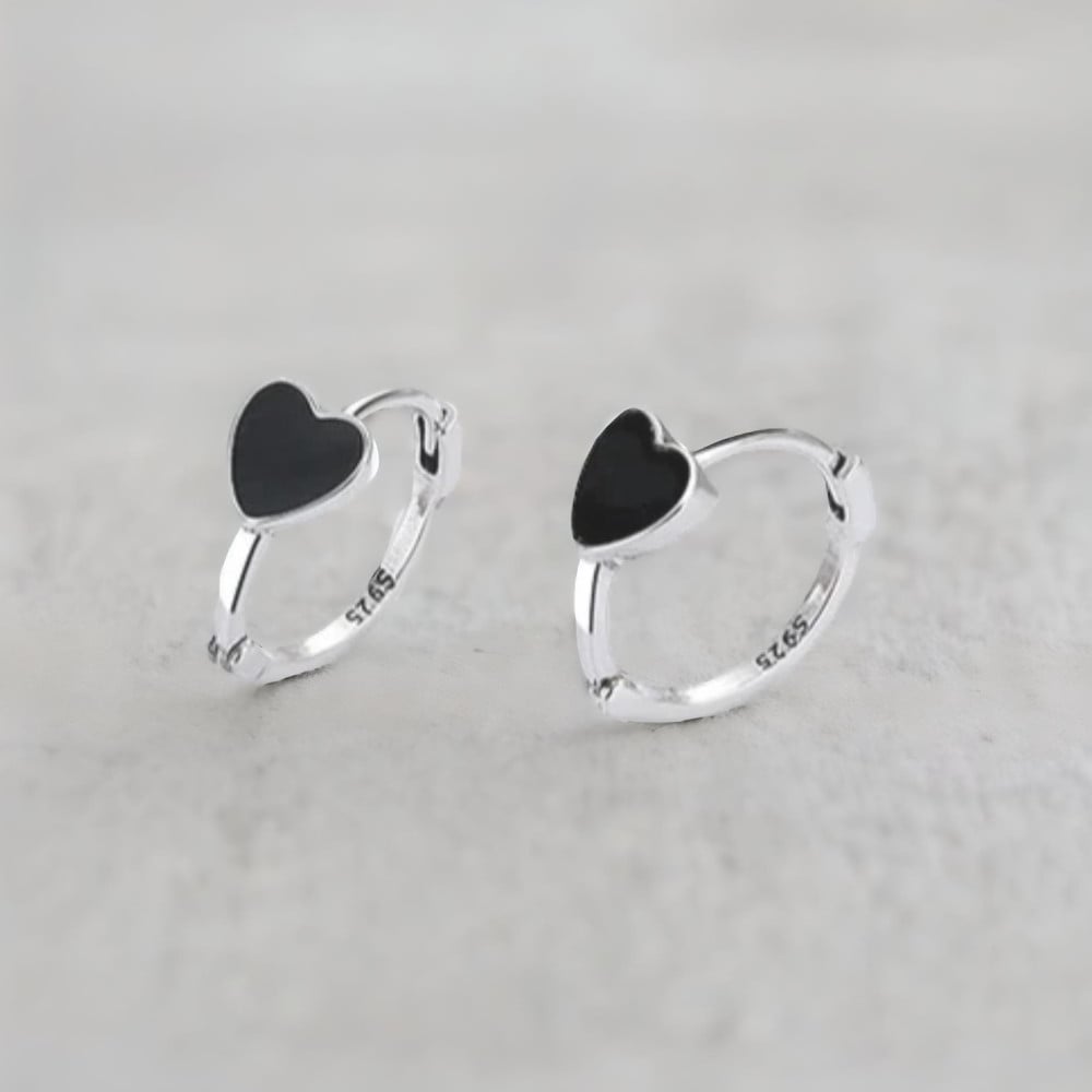 Boucles d'oreille argent créoles coeur