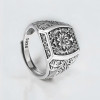 Bague chevalière ouverte argent fleur de lys