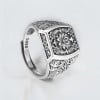 Bague chevalière ouverte argent fleur de lys