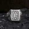 Bague chevalière ouverte argent fleur de lys