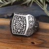 Bague chevalière ouverte argent fleur de lys