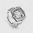 Bague chevalière ouverte argent aigle
