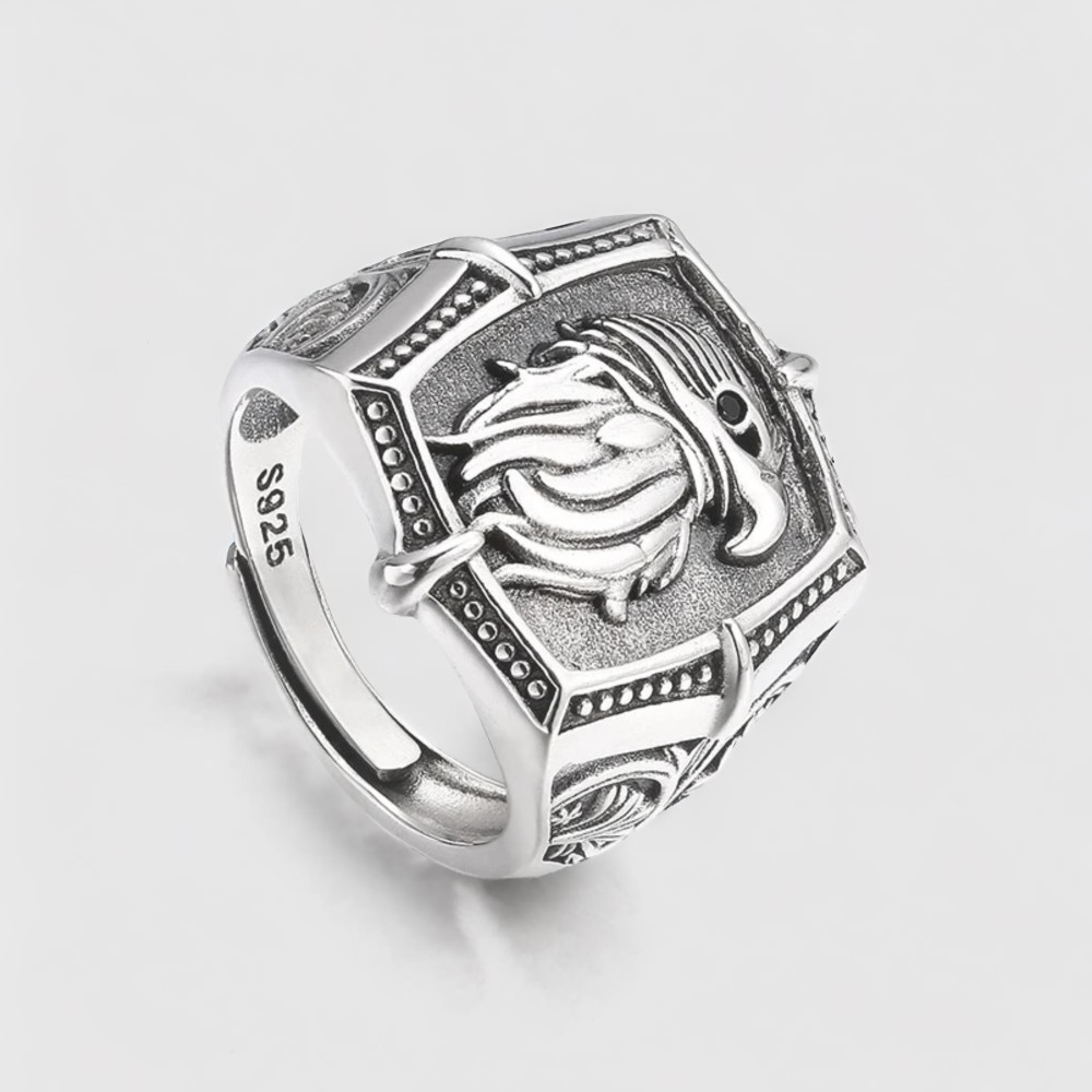 Bague chevalière ouverte argent aigle