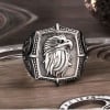 Bague chevalière ouverte argent aigle
