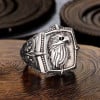 Bague chevalière ouverte argent aigle