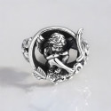 Bague chevalière ouverte argent ange gardien