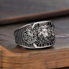 Chevalière homme argent ouverte lion