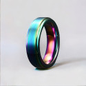 Anello personalizzabile in tungsteno spazzolato arcobaleno