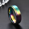 Bague tungstène brossée personnalisable arc en ciel
