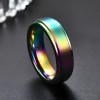 Bague tungstène brossée personnalisable arc en ciel