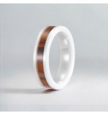 White ceramic ring with wooden line