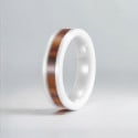 Bague céramique blanche ligne bois