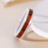 Bague céramique blanche ligne bois