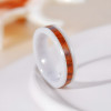 Bague céramique blanche ligne bois