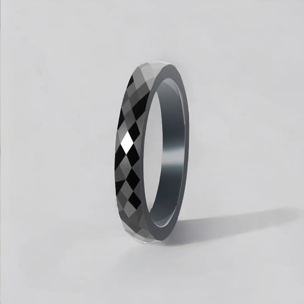Black Ceramic faceted Band Ring