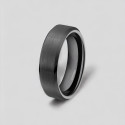 Anillo de cerámica negro mate cepillado, anillo personalizable para hombres y mujeres