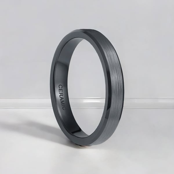4mm Bague ceramique noire matte brossee anneau personnalisable homme femme