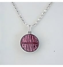 Colgante de plata para hombre y mujer, placa medallón de buena suerte, resina