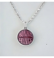 Men's Sterling Silver Medallion Bonne Chance Pendant