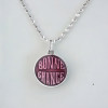 Colgante de plata para hombre y mujer, placa medallón de buena suerte, resina