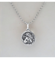 Colgante de plata para hombre y mujer, placa medallón del ángel de la guarda