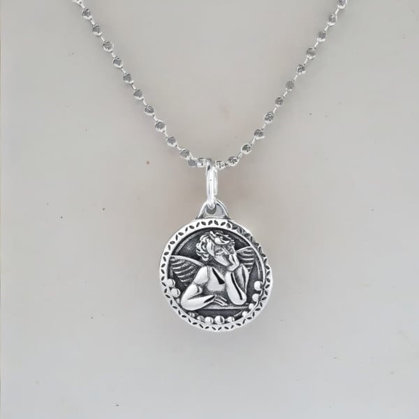 Pendentif argent homme femme plaque medaillon ange gardien