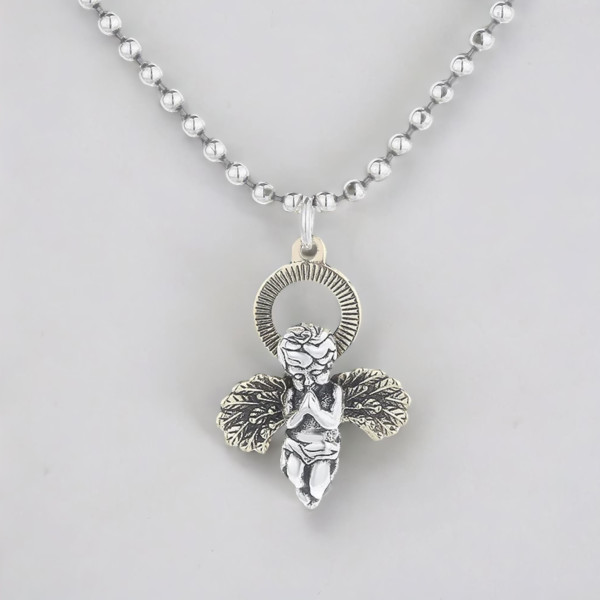 Men's Sterling Silver guardian angel Pendant