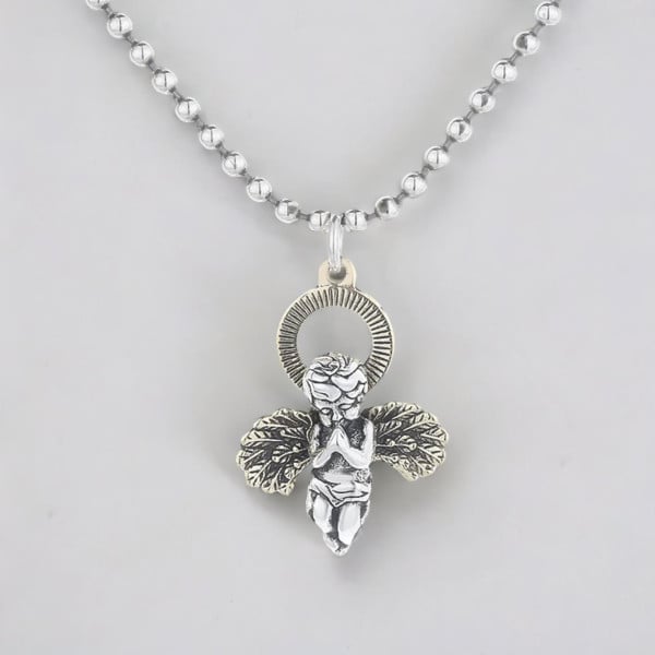 Pendentif argent homme femme ange gardien