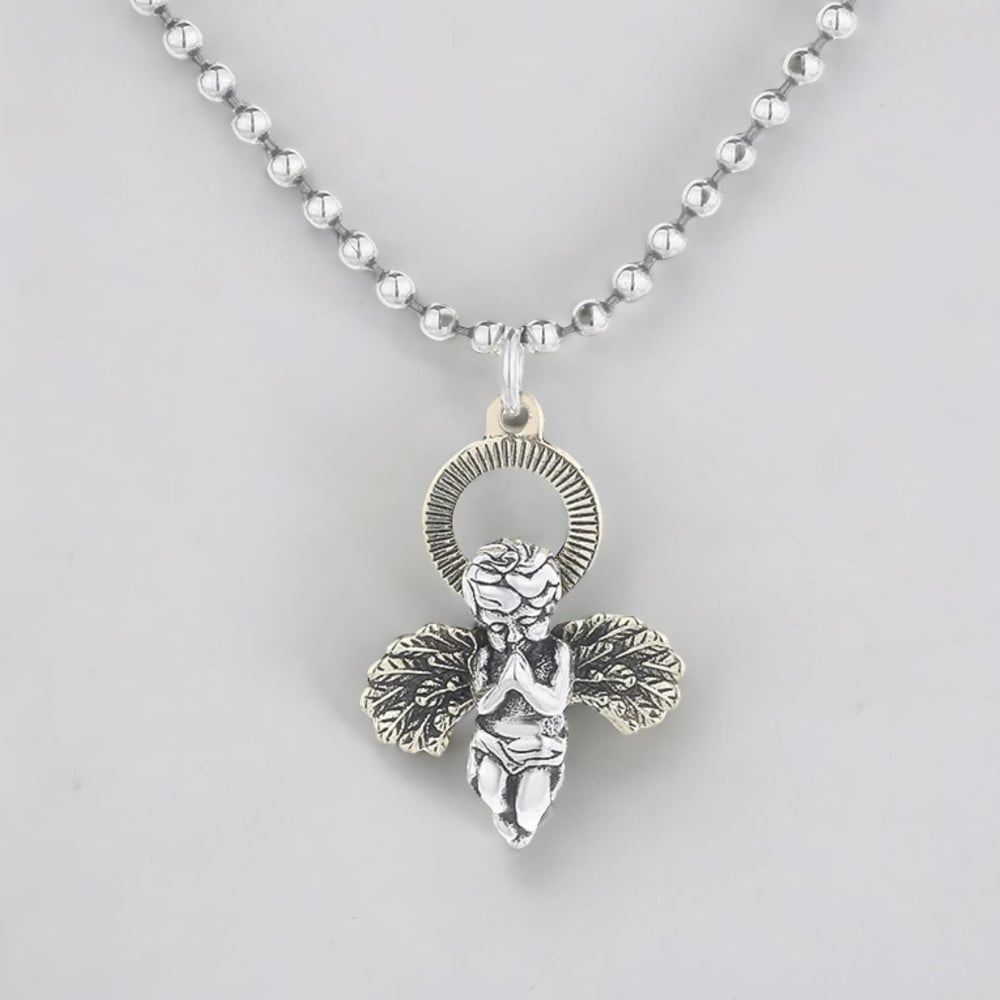 Pendentif argent homme femme ange gardien