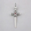 Men's Sterling Silver St. James's Cross Skull Ziconia Inlay Pendant