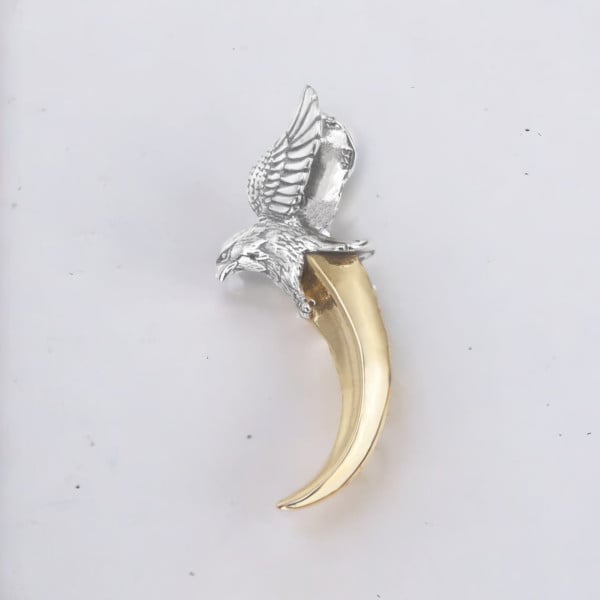 Pendentif homme argent corne dent canine aigle