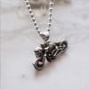 Zilveren biker schedel biker skelet hanger