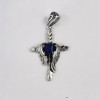 Men's Sterling Silver Cross with Wings Zirconia Inlay Pendant