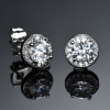 Sterling Silver Stud Earring Cubic Crystal Inlay