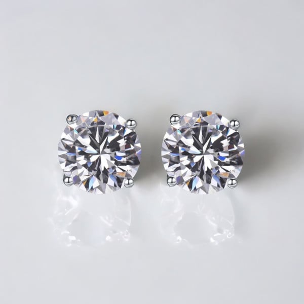 Boucles d'oreille clous homme argent zirconium - paire