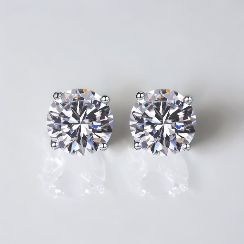 Boucles d'oreille clous homme argent zirconium - paire