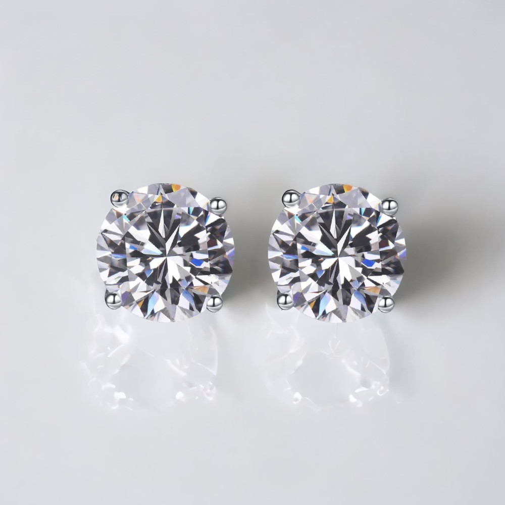 Boucles d'oreille clous homme argent zirconium - paire